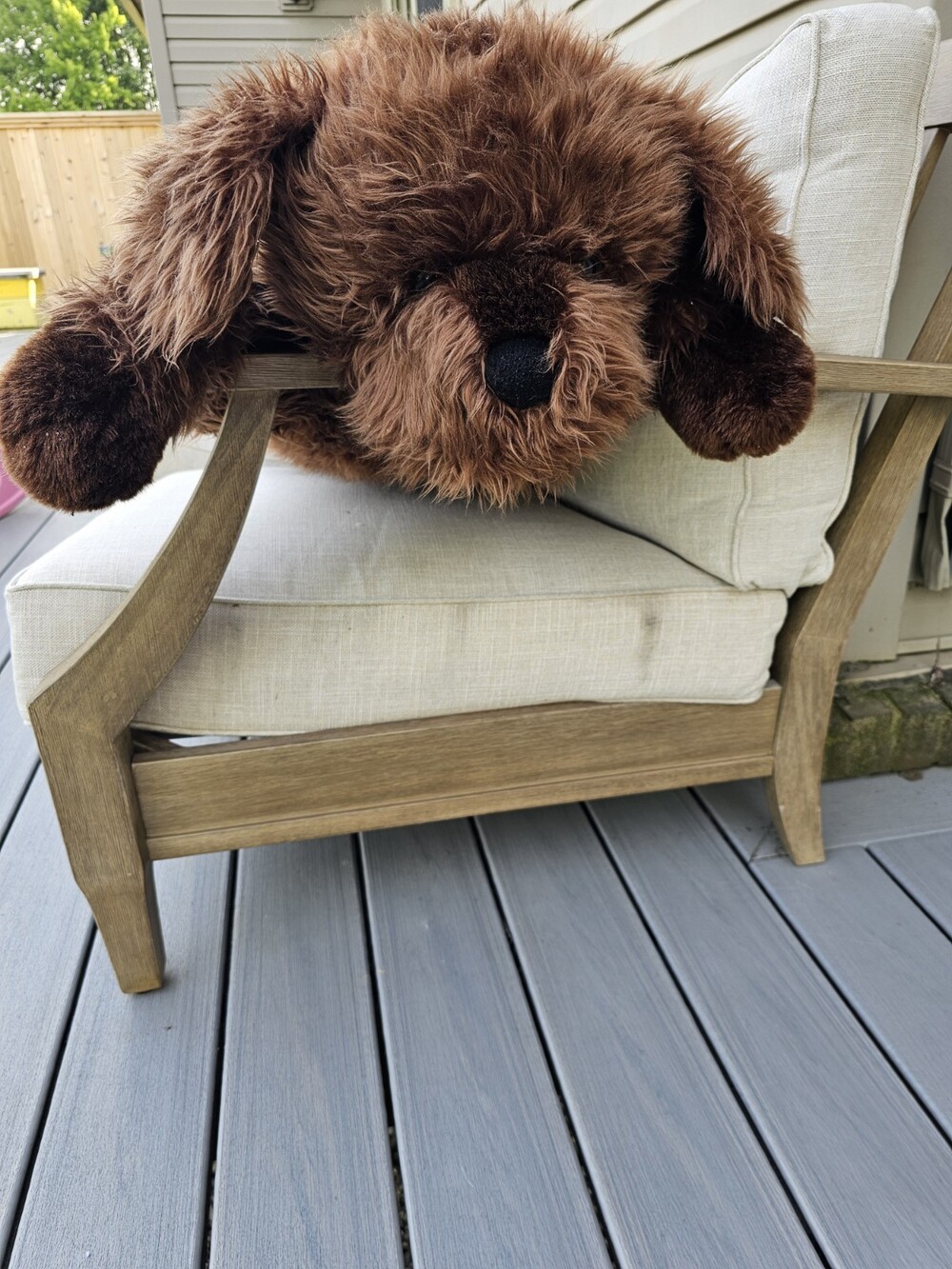 Plow & Hearth Brown Labradoodle Lab Shaggy Plush Body Pillow Realistic Jumbo 45”